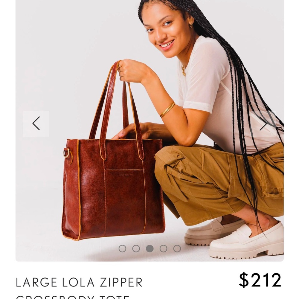 Portland leather north / south Lola Crossbody bag w/zipper  - color, nutmeg - Picture 4 of 16